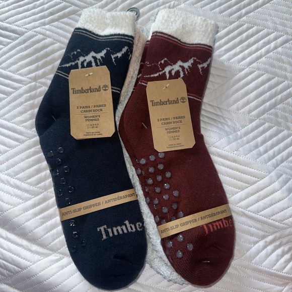 Timberland Cabin Socks Women's 2 Pair Anti Slip Gripper (4 TOTAL) - Picture 1 of 2